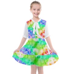 Tie Die Look Rainbow Pattern Kids  All Frills Chiffon Dress by myblueskye777