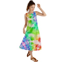 Tie Die Look Rainbow Pattern Summer Maxi Dress by myblueskye777