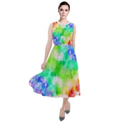 Tie Die Look Rainbow Pattern Round Neck Boho Dress by myblueskye777