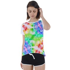 Tie Die Look Rainbow Pattern Short Sleeve Foldover Tee by myblueskye777