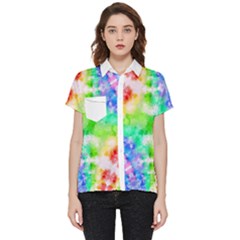 Tie Die Look Rainbow Pattern Short Sleeve Pocket Shirt by myblueskye777