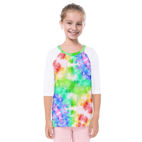 Fpd Batik Rainbow Pattern Kids  Quarter Sleeve Raglan Tee by myblueskye777