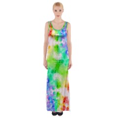 Fpd Batik Rainbow Pattern Thigh Split Maxi Dress by myblueskye777