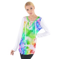 Fpd Batik Rainbow Pattern Tie Up Tee by myblueskye777