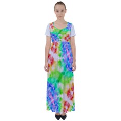 Fpd Batik Rainbow Pattern High Waist Short Sleeve Maxi Dress by myblueskye777