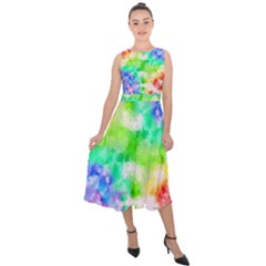 Fpd Batik Rainbow Pattern Midi Tie-back Chiffon Dress by myblueskye777