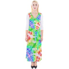 Fpd Batik Rainbow Pattern Quarter Sleeve Wrap Maxi Dress by myblueskye777