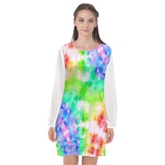 Fpd Batik Rainbow Pattern Long Sleeve Chiffon Shift Dress  by myblueskye777