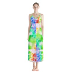 Fpd Batik Rainbow Pattern Button Up Chiffon Maxi Dress by myblueskye777