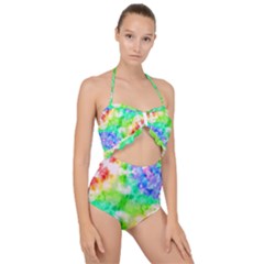 Fpd Batik Rainbow Pattern Scallop Top Cut Out Swimsuit by myblueskye777