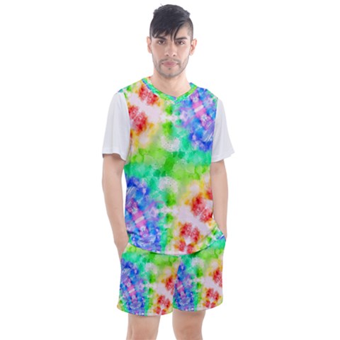 Fpd Batik Rainbow Pattern Men s Mesh Tee And Shorts Set by myblueskye777