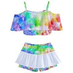 Fpd Batik Rainbow Pattern Kids  Off Shoulder Skirt Bikini by myblueskye777