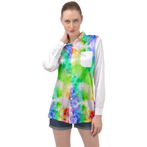 Fpd Batik Rainbow Pattern Long Sleeve Satin Shirt by myblueskye777