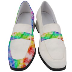 Fpd Batik Rainbow Pattern Women s Chunky Heel Loafers