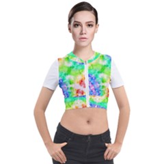 Fpd Batik Rainbow Pattern Short Sleeve Cropped Jacket by myblueskye777