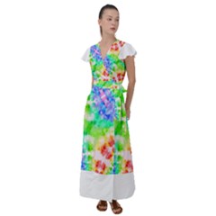 Fpd Batik Rainbow Pattern Flutter Sleeve Maxi Dress