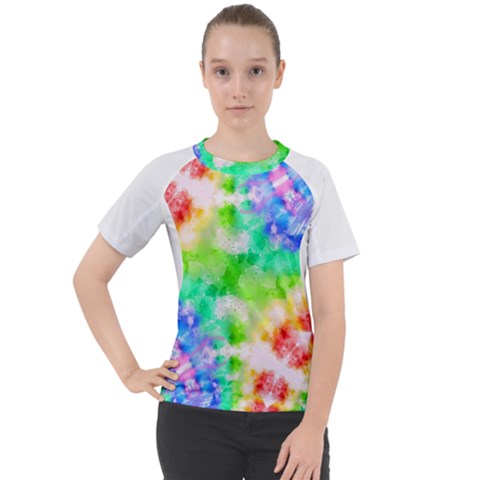 Fpd Batik Rainbow Pattern Women s Sport Raglan Tee by myblueskye777