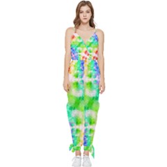 Fpd Batik Rainbow Pattern Sleeveless Tie Ankle Jumpsuit by myblueskye777