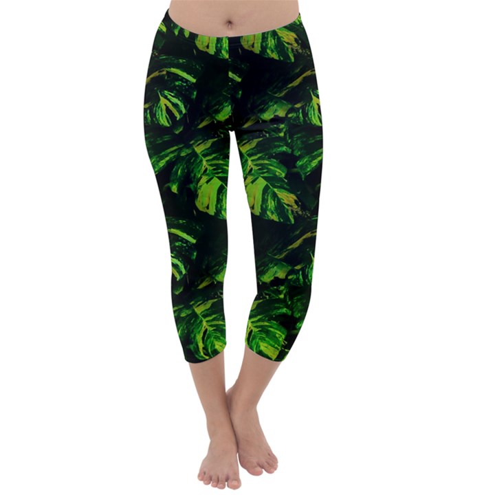 Jungle Camo Tropical Print Capri Winter Leggings 