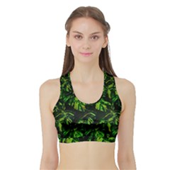 Jungle Camo Tropical Print Sports Bra With Border by dflcprintsclothing