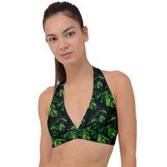 Jungle Camo Tropical Print Halter Plunge Bikini Top by dflcprintsclothing