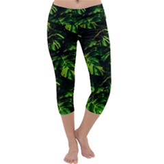 Jungle Camo Tropical Print Capri Yoga Leggings by dflcprintsclothing