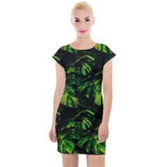 Jungle Camo Tropical Print Cap Sleeve Bodycon Dress by dflcprintsclothing