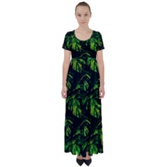 Jungle Camo Tropical Print High Waist Short Sleeve Maxi Dress by dflcprintsclothing