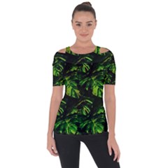 Jungle Camo Tropical Print Shoulder Cut Out Short Sleeve Top by dflcprintsclothing