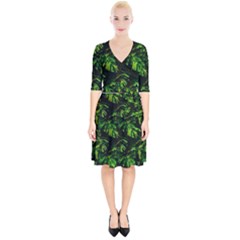 Jungle Camo Tropical Print Wrap Up Cocktail Dress