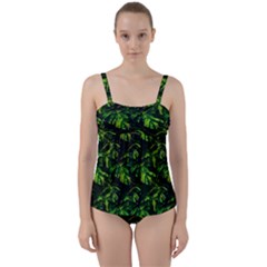 Jungle Camo Tropical Print Twist Front Tankini Set by dflcprintsclothing