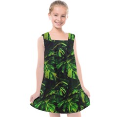 Jungle Camo Tropical Print Kids  Cross Back Dress by dflcprintsclothing