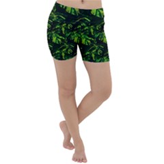 Jungle Camo Tropical Print Lightweight Velour Yoga Shorts by dflcprintsclothing