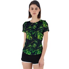 Jungle Camo Tropical Print Back Cut Out Sport Tee by dflcprintsclothing