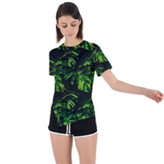 Jungle Camo Tropical Print Asymmetrical Short Sleeve Sports Tee by dflcprintsclothing