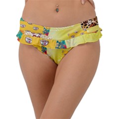 Yellow Floral Aesthetic Frill Bikini Bottom by designsbymallika