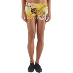 Yellow Floral Aesthetic Yoga Shorts by designsbymallika