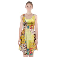 Yellow Floral Aesthetic Racerback Midi Dress by designsbymallika