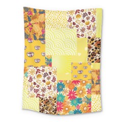 Yellow Floral Aesthetic Medium Tapestry by designsbymallika