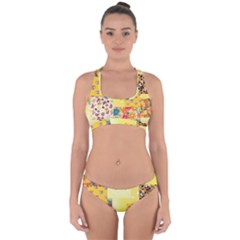 Yellow Floral Aesthetic Cross Back Hipster Bikini Set by designsbymallika