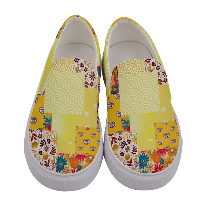 Yellow Floral Aesthetic Women s Canvas Slip Ons