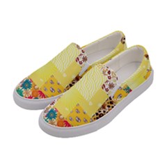 Yellow Floral Aesthetic Women s Canvas Slip Ons by designsbymallika