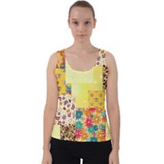 Yellow Floral Aesthetic Velvet Tank Top by designsbymallika