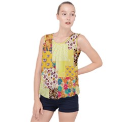 Yellow Floral Aesthetic Bubble Hem Chiffon Tank Top by designsbymallika