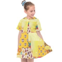 Yellow Floral Aesthetic Kids  Sailor Dress by designsbymallika