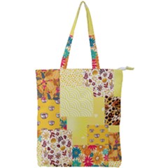 Yellow Floral Aesthetic Double Zip Up Tote Bag by designsbymallika