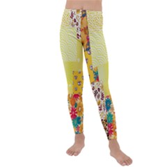 Yellow Floral Aesthetic Kids  Lightweight Velour Leggings by designsbymallika