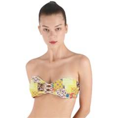 Yellow Floral Aesthetic Twist Bandeau Bikini Top by designsbymallika