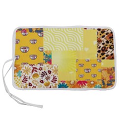 Yellow Floral Aesthetic Pen Storage Case (m) by designsbymallika