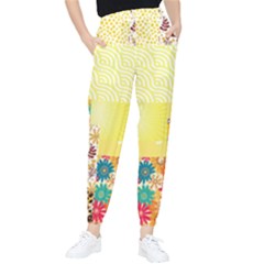 Yellow Floral Aesthetic Tapered Pants by designsbymallika